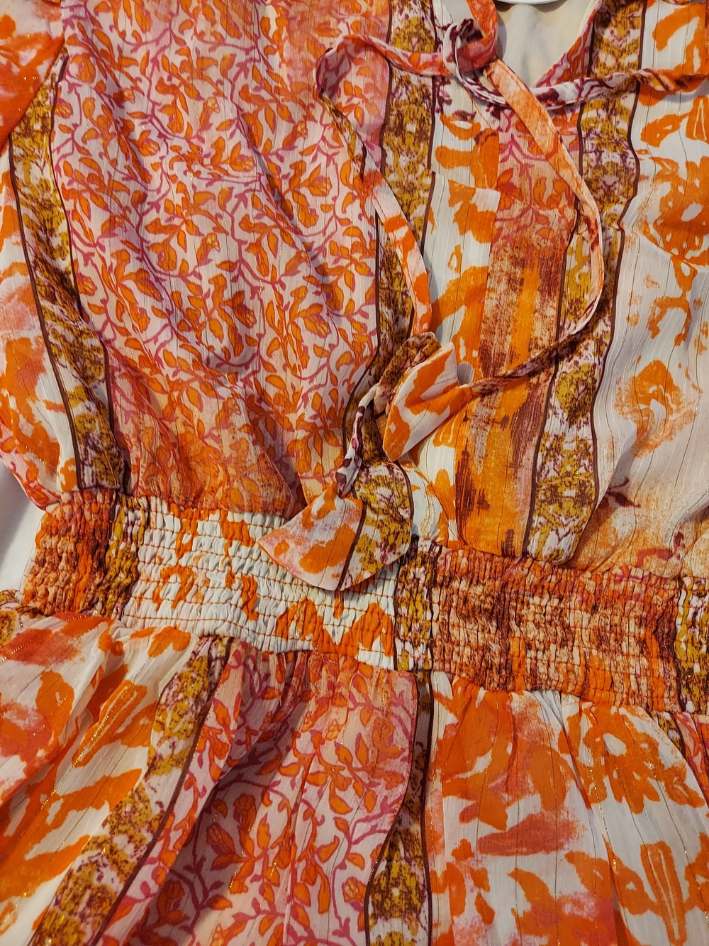 NWT Umgee Rust Multi Floral Ruffle Mini Dress - M - Picture 7 of 9